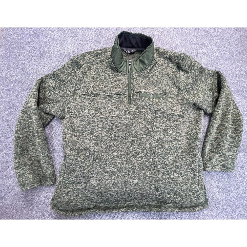 Eddie Bauer jacket mens XXL Green Fleece 1/4 zip pullover Sweater
